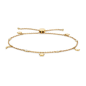 Stars & Moon Diamond Bracelet - 9k Yellow Gold