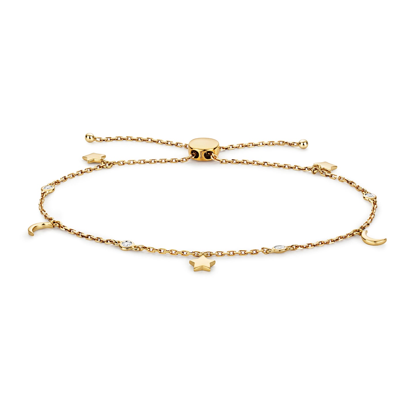 Stars & Moon Diamond Bracelet - 9k Yellow Gold