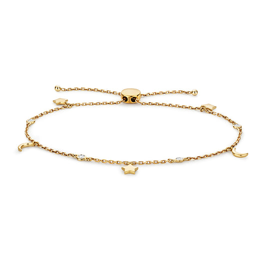 Stars & Moon Diamond Bracelet - 9k Yellow Gold