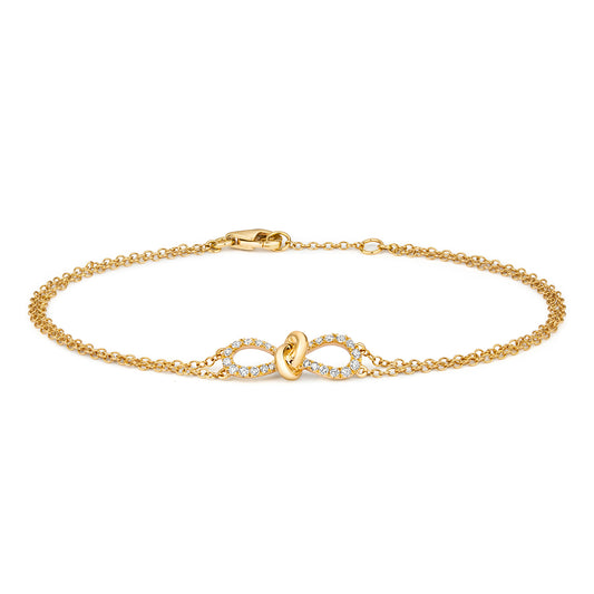 Diamond Bow Bracelet - 18k Yellow Gold