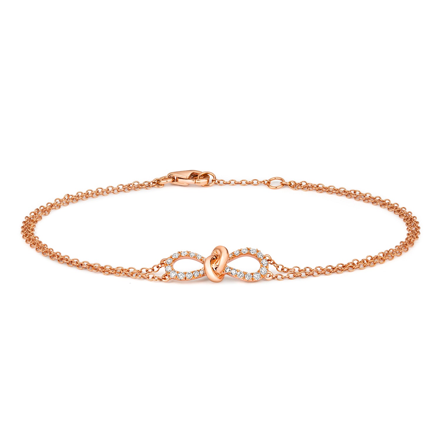 Diamond Bow Bracelet - 18k Rose Gold