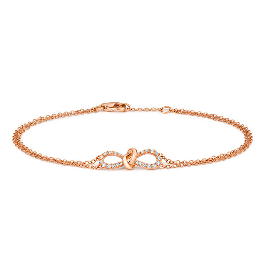 Diamond Bow Bracelet - 18k Rose Gold