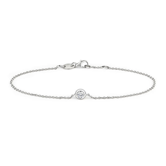 Single Diamond Petite Bracelet - 18k White Gold