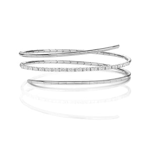 Adorn Diamond Twist Bangle - 18k White Gold