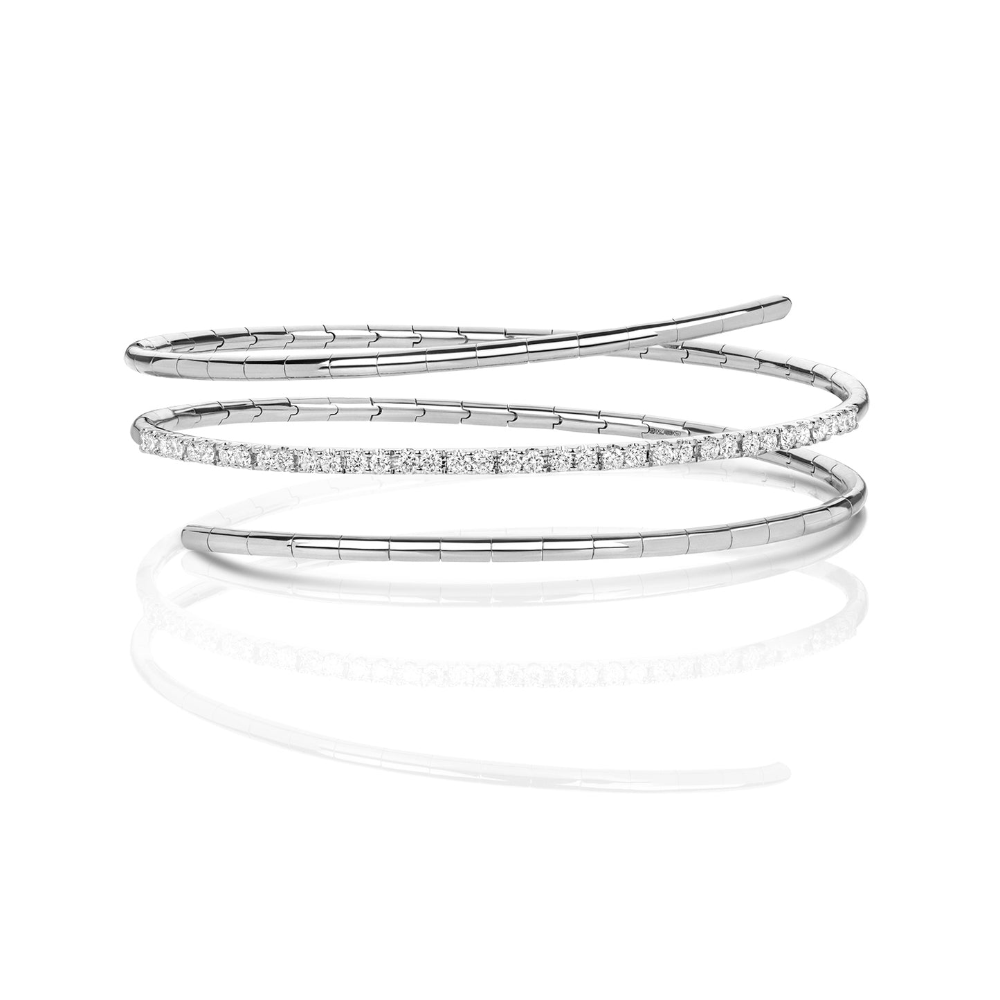 Adorn Diamond Twist Bangle - 18k White Gold