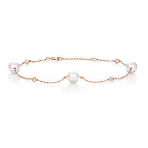 Akoya Pearl and Diamond Bracelet - 18k Rose Gold