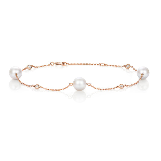 Akoya Pearl and Diamond Bracelet - 18k Rose Gold