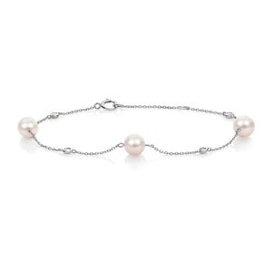 Akoya Pearl and Diamond Bracelet - 18k White Gold