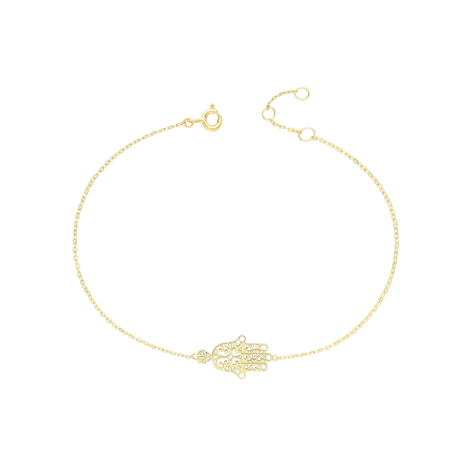 Filigree Hamsa Hand Bracelet - 9k Yellow Gold