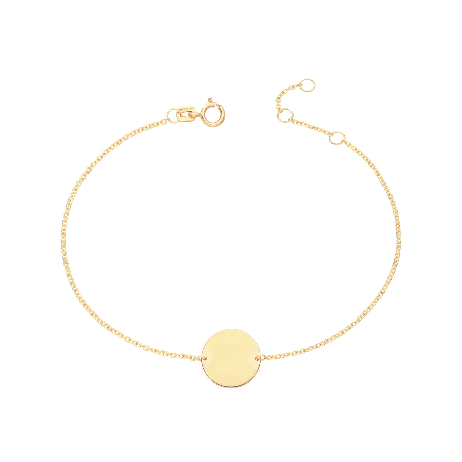 Golden Round Disk Bracelet - 9k Yellow Gold