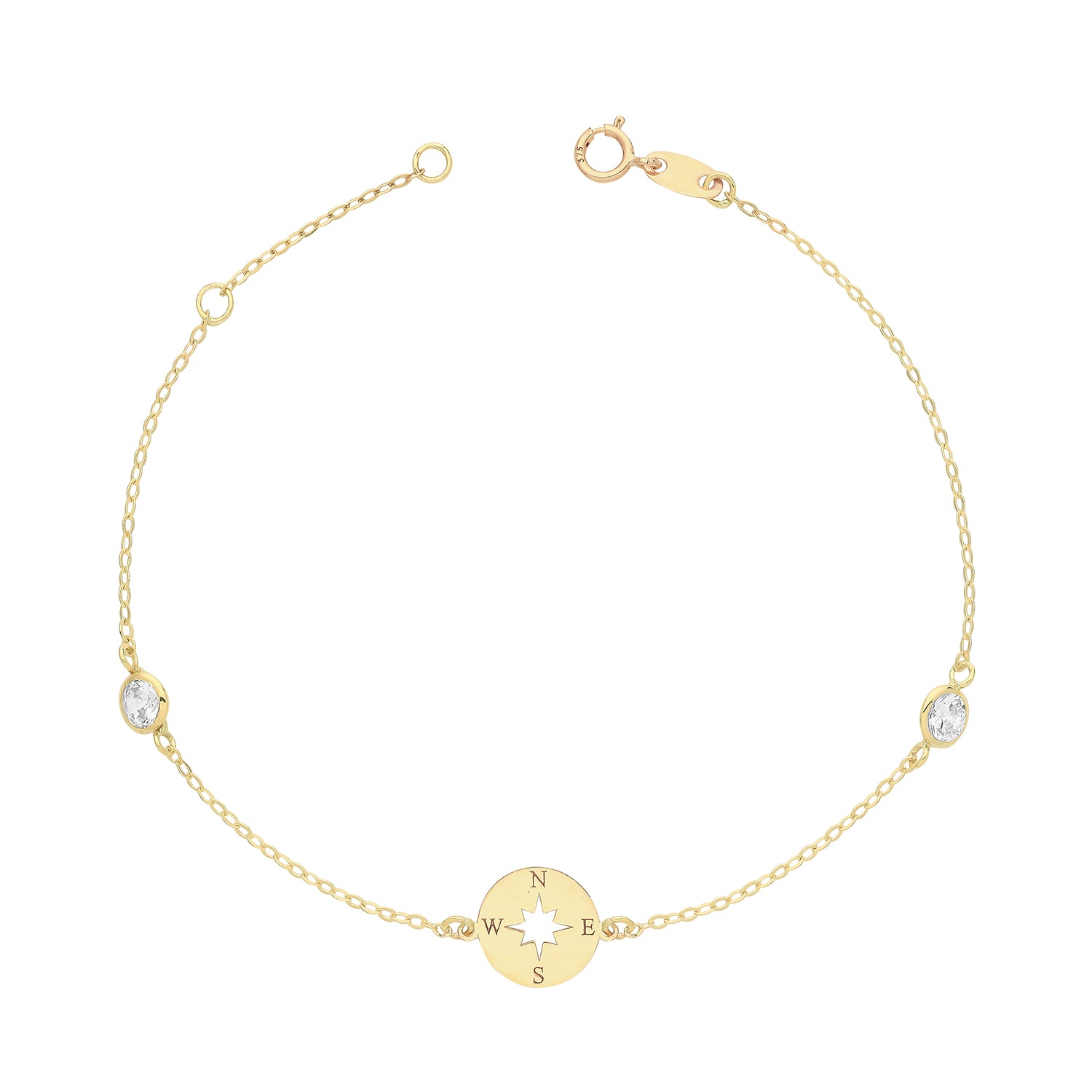 Wanderlust Compass Bracelet - 9k Yellow Gold