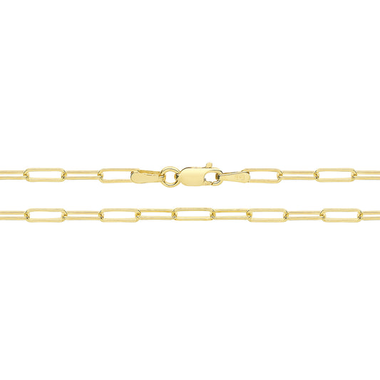 Lloyds Mini Paperclip Sold Gold Chain - 9k Yellow Gold Bracelet