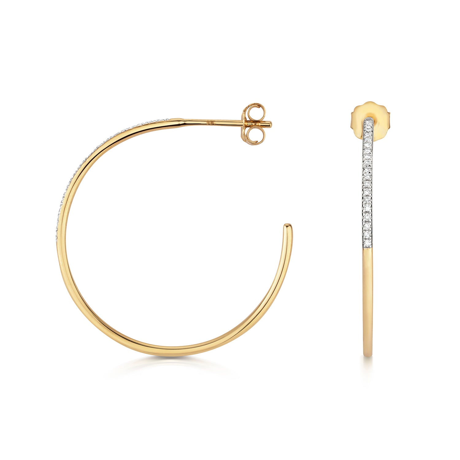 Kris Diamond Hoop Earrings - 9k Yellow Gold, 25mm