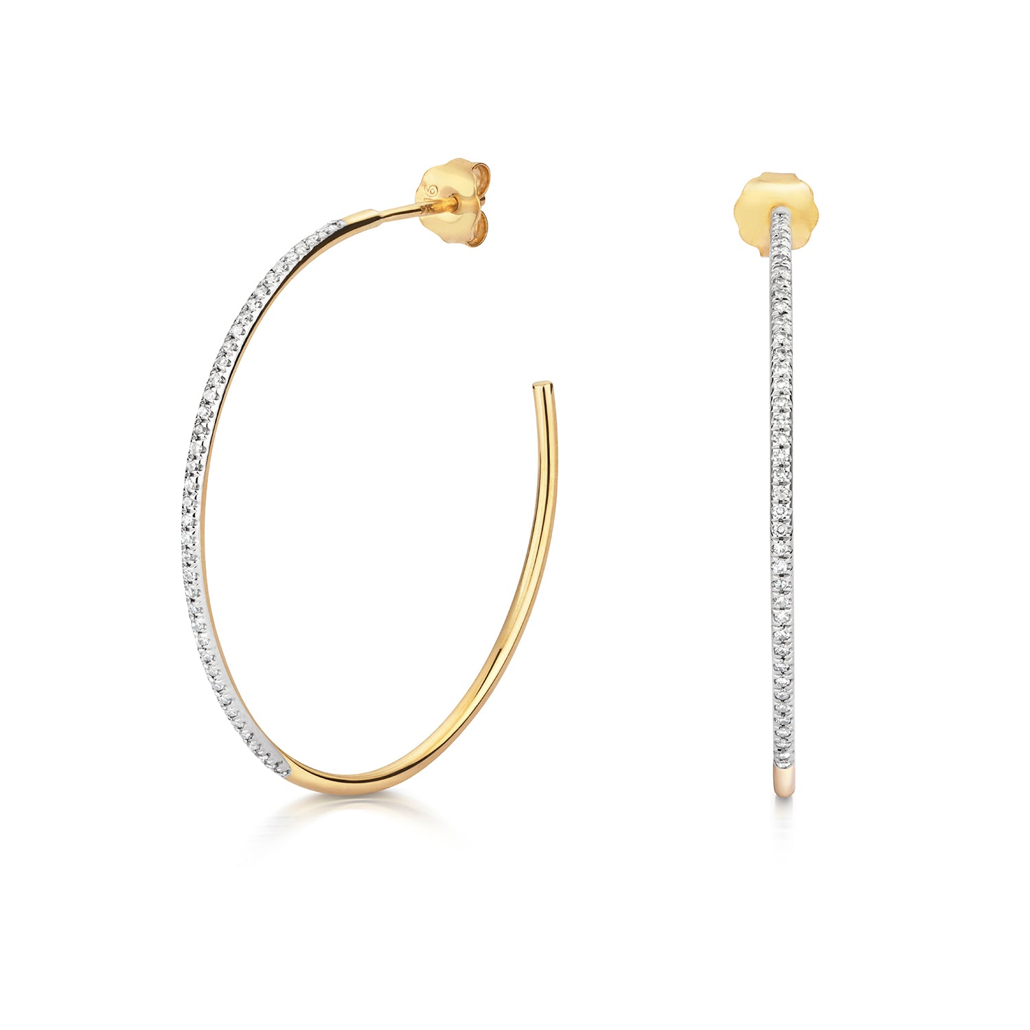 Kris Diamond Hoop Earrings - 9k Yellow Gold, 28mm