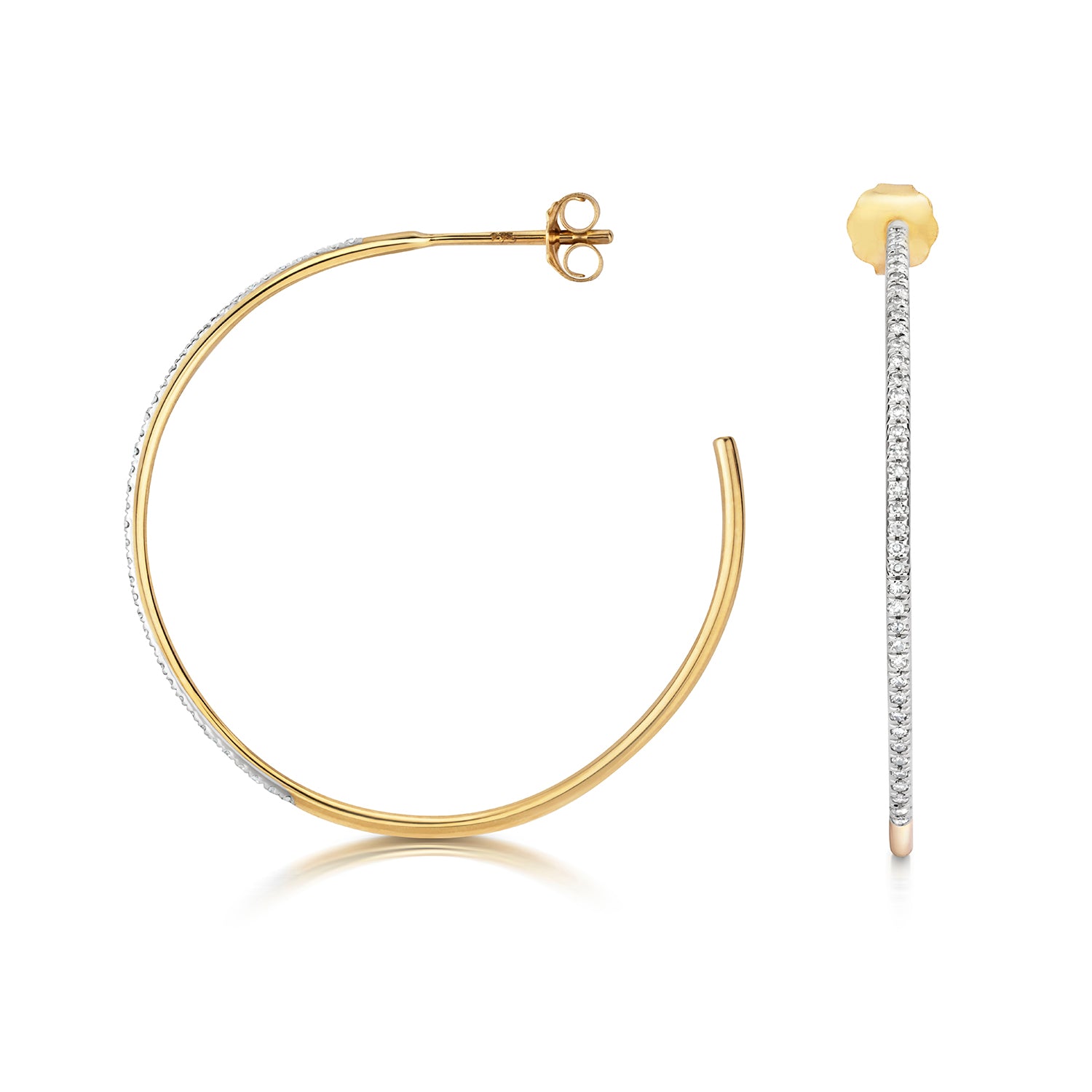 Kris Diamond Hoop Earrings - 9k Yellow Gold, 28mm