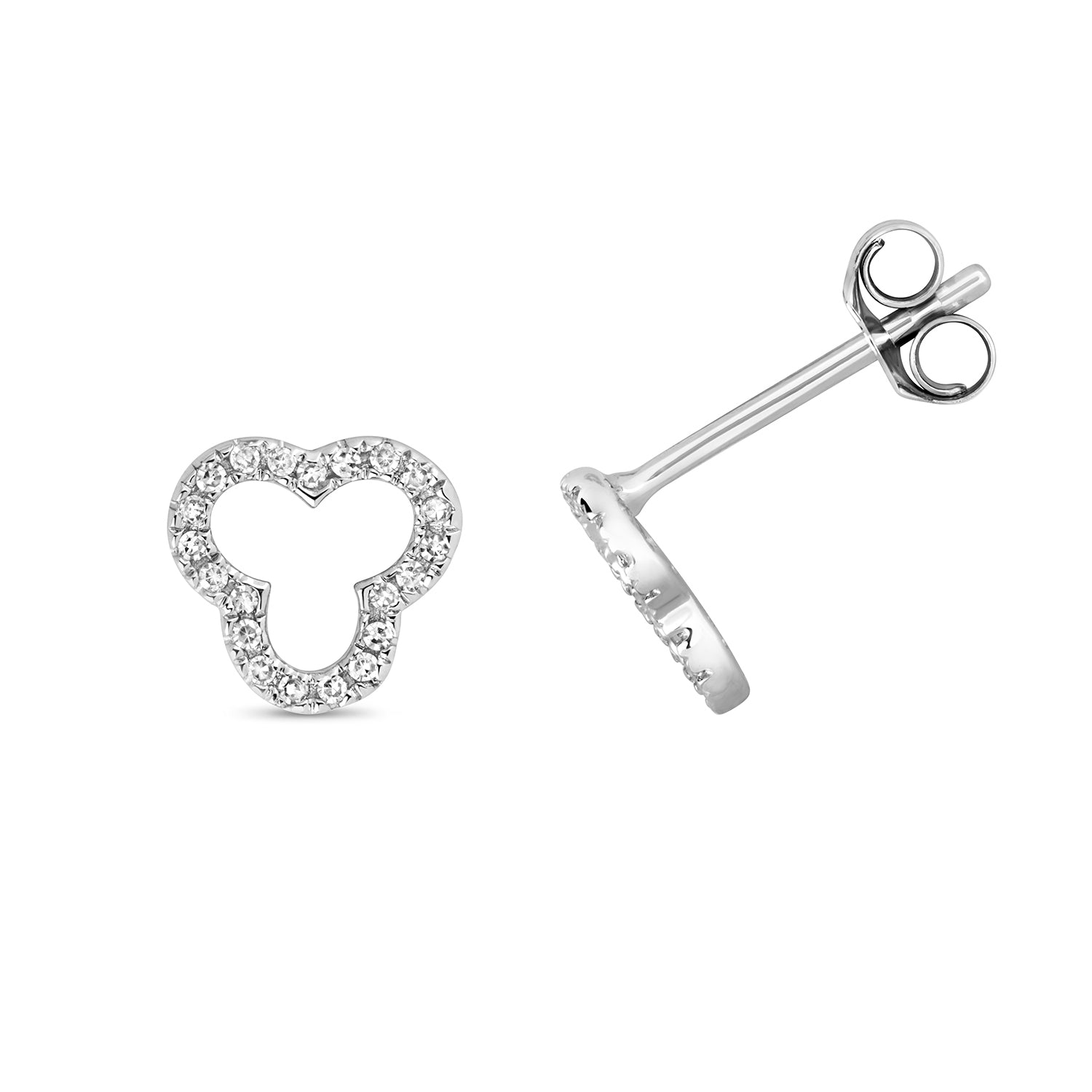 Schiffer 3 Leaf Clover Diamond Stud Earrings - 9k White Gold