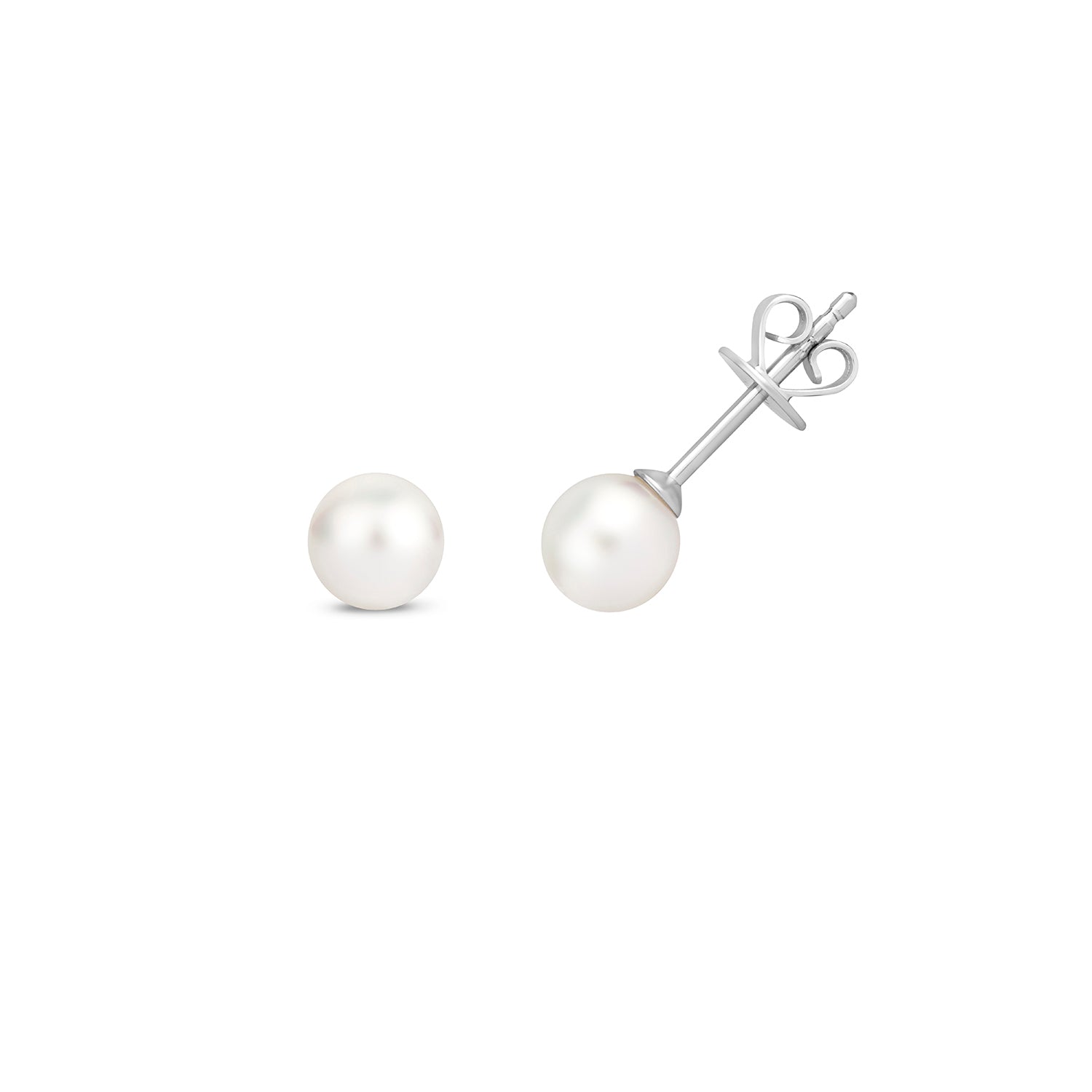 Akoya Pearl Stud Earrings - 18k White Gold, 5mm