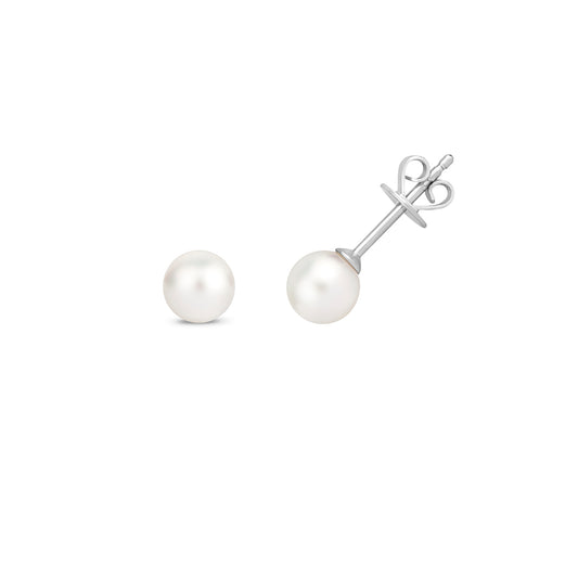 Akoya Pearl Stud Earrings - 18ct White Gold, 5mm