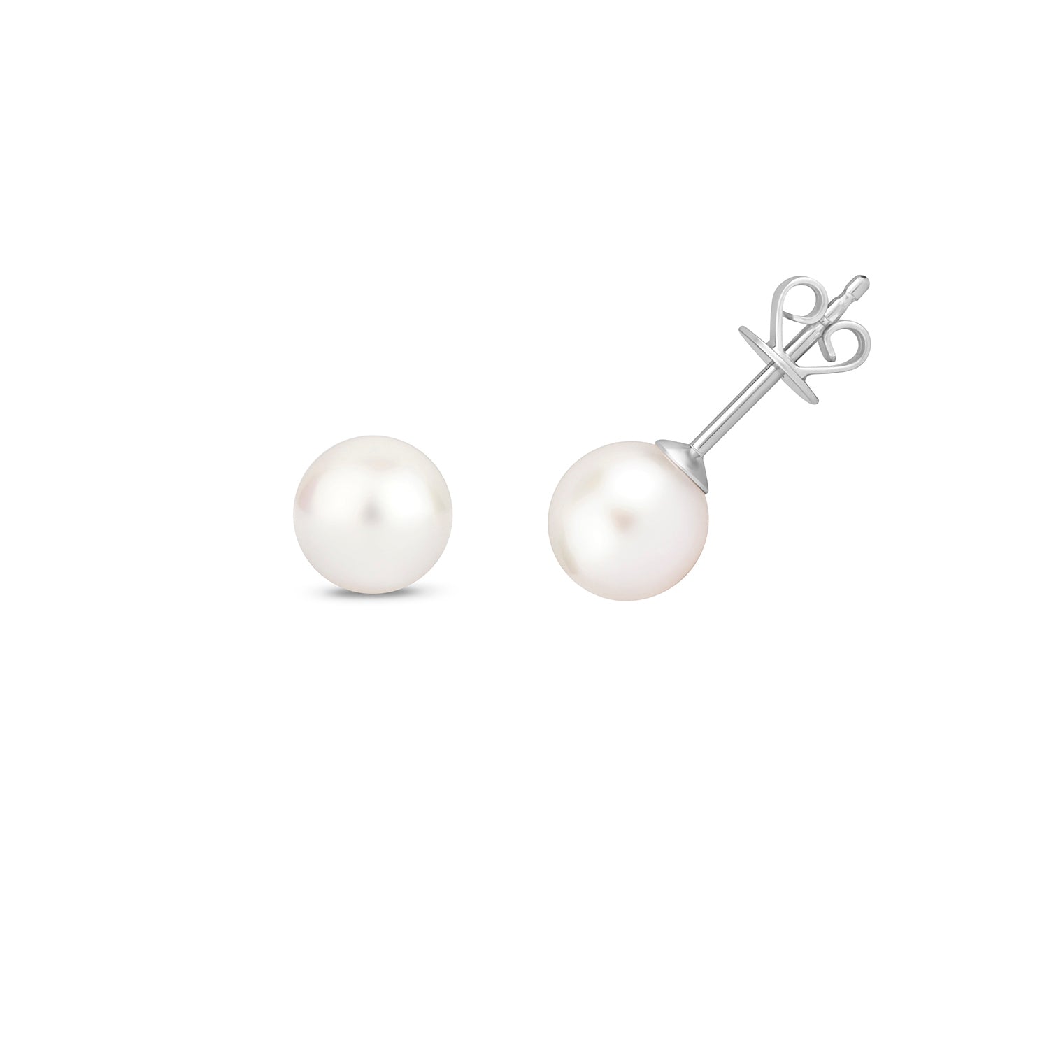 Akoya Pearl Stud Earrings - 18k White Gold, 6mm