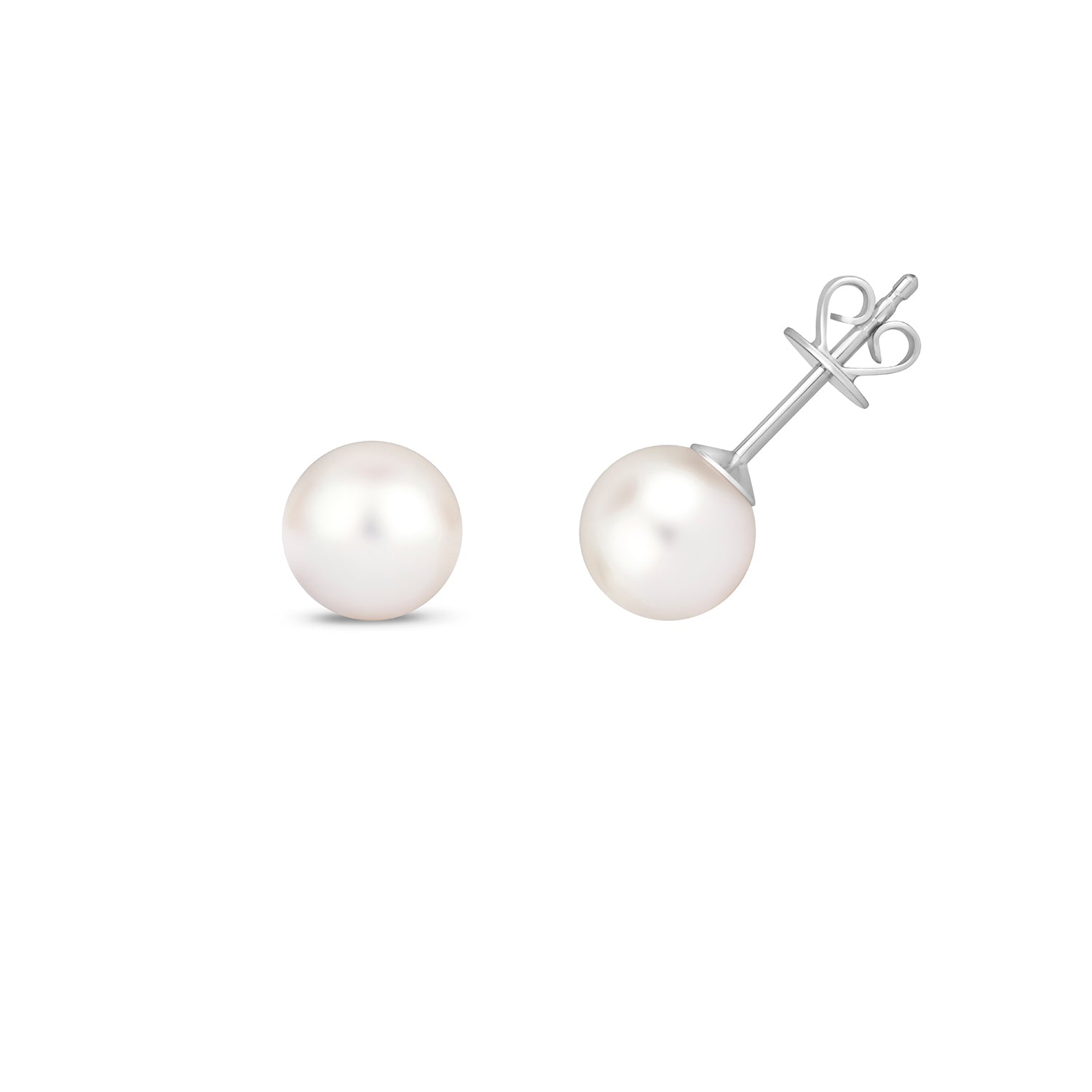 Akoya Pearl Stud Earrings - 18k White Gold, 7mm
