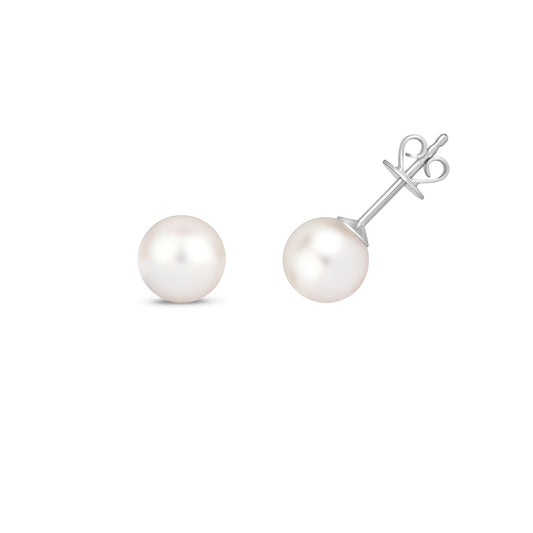 Akoya Pearl Stud Earrings - 18ct White Gold, 7mm