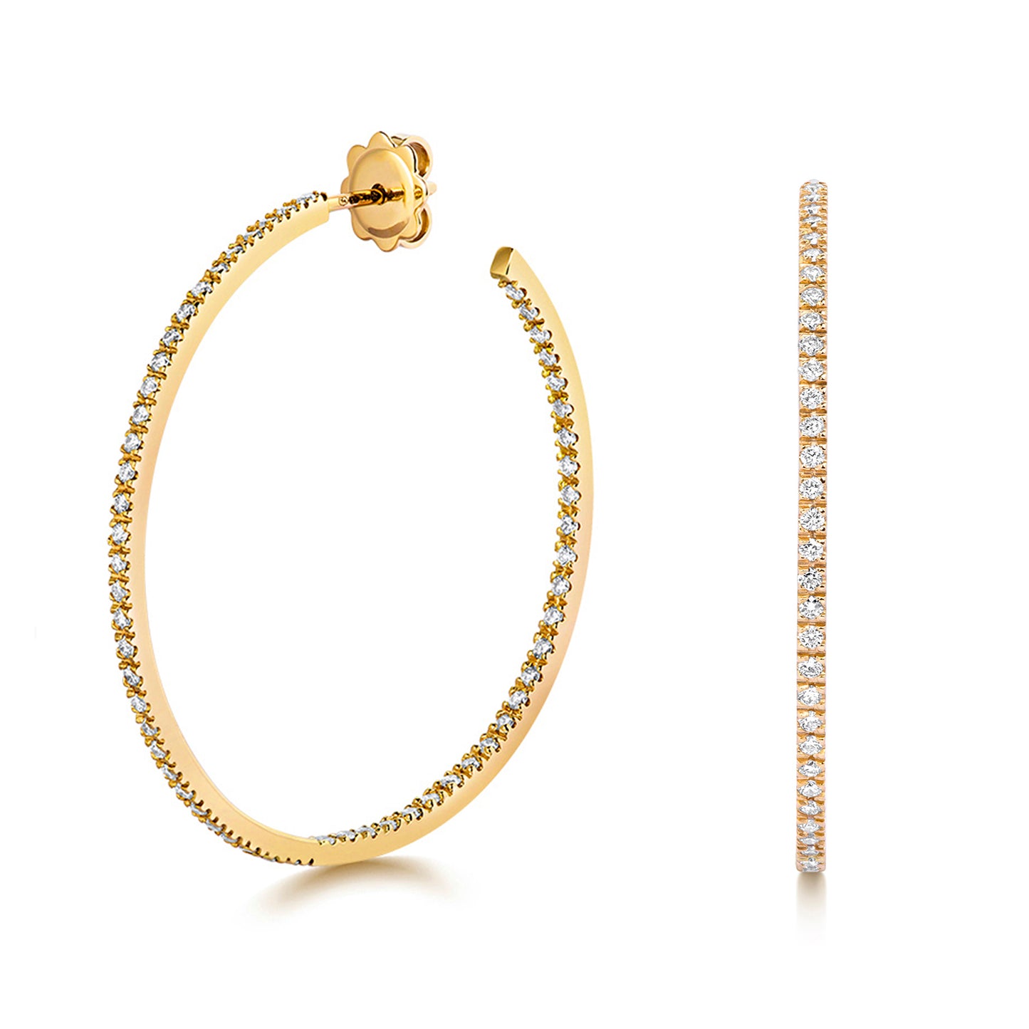 Tara Diamond Oval Hoop Earrings - 40mm 18ct Yellow Gold