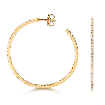 Tara Diamond Oval Hoop Earrings - 40mm 18ct Yellow Gold