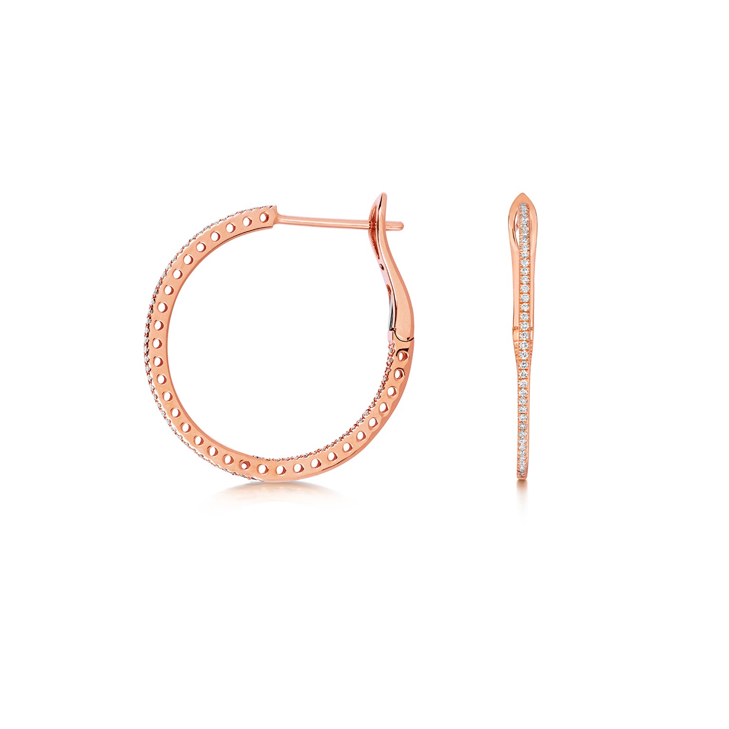Banks Diamond Oval Hoop Earrings - 24mm 18k Rose Gold