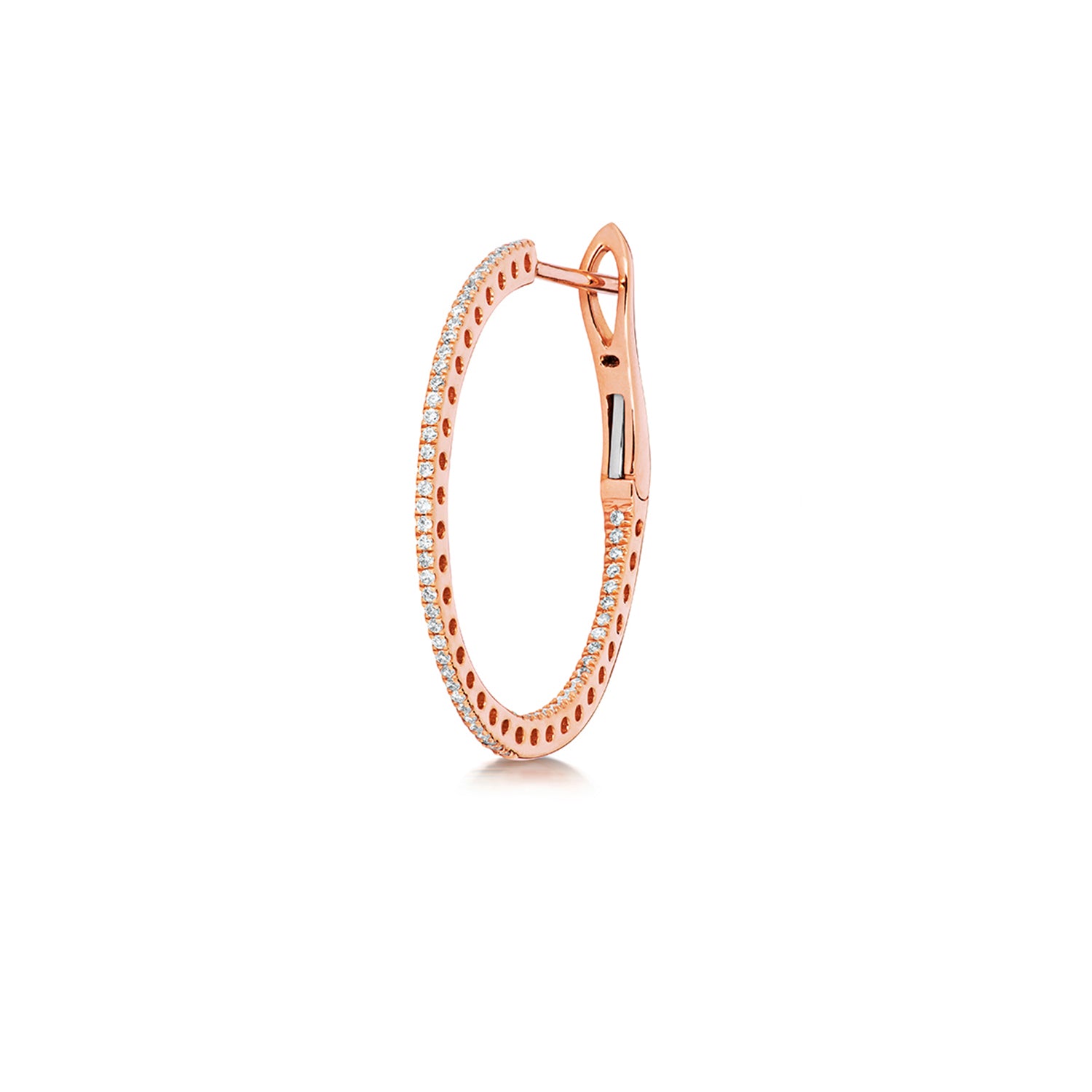 Banks Diamond Oval Hoop Earrings - 24mm 18k Rose Gold