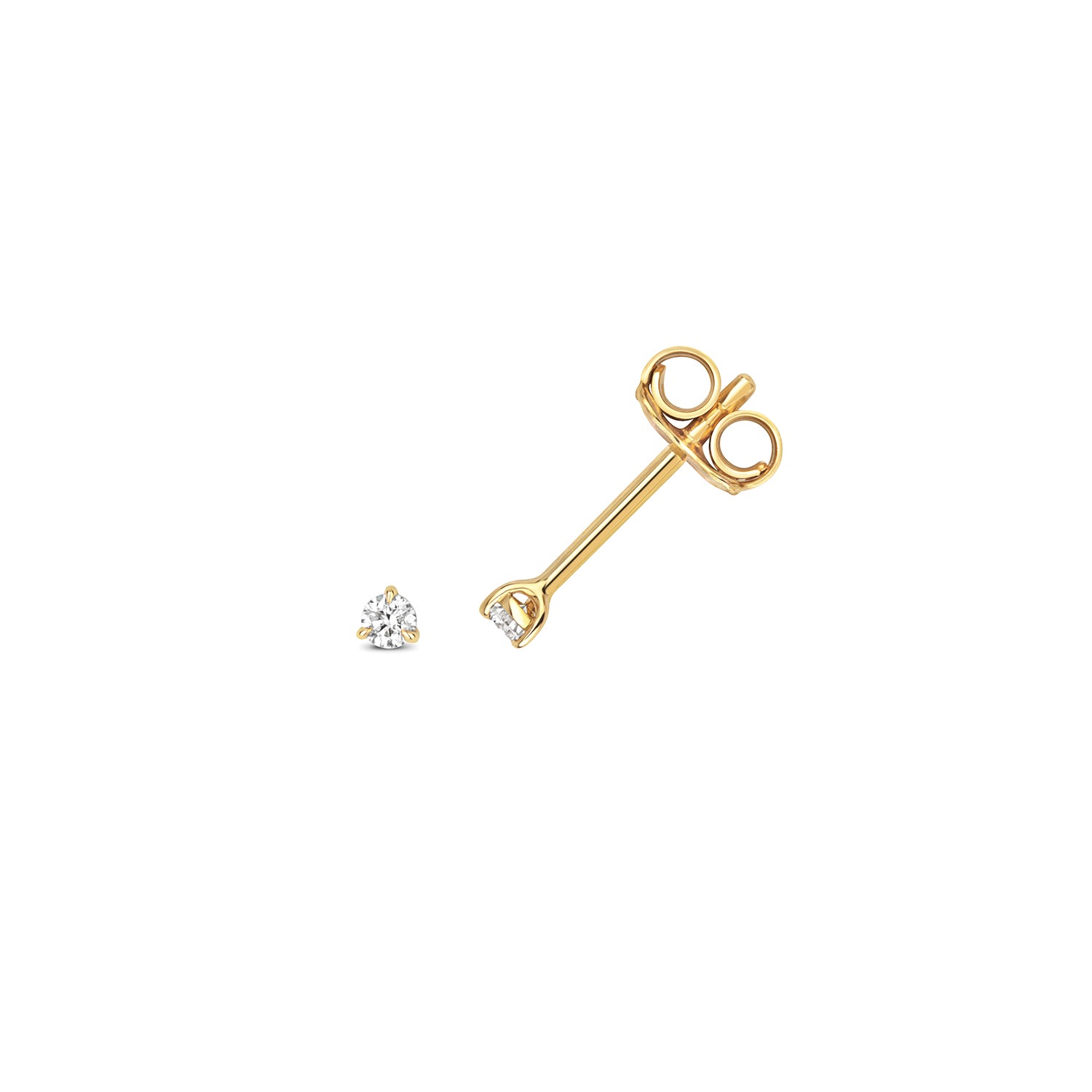 Jenner 3 Claw Earring Studs - 0.06ct Diamonds, 18k Yellow Gold