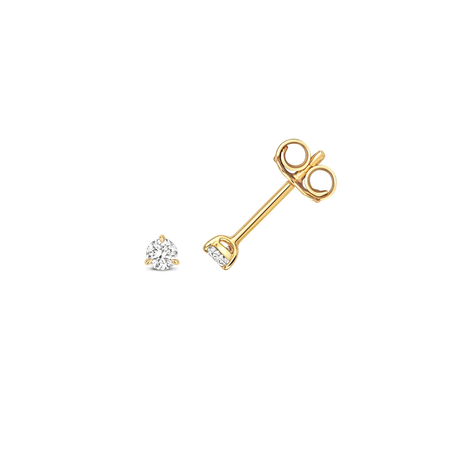 Jenner 3 Claw Earring Studs - 0.15ct Diamonds, 18k Yellow Gold