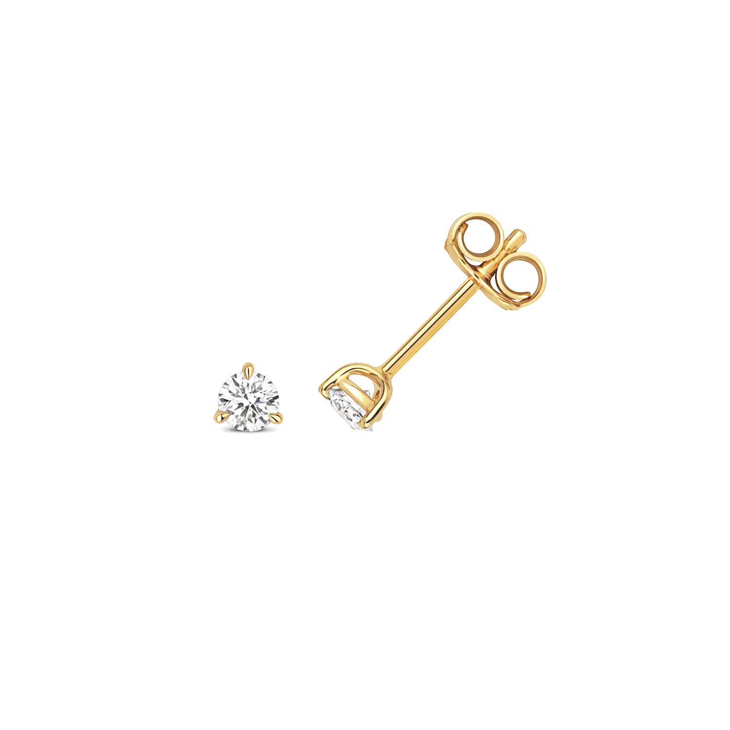 Jenner 3 Claw Earring Studs - 0.25ct Diamonds, 18k Yellow Gold