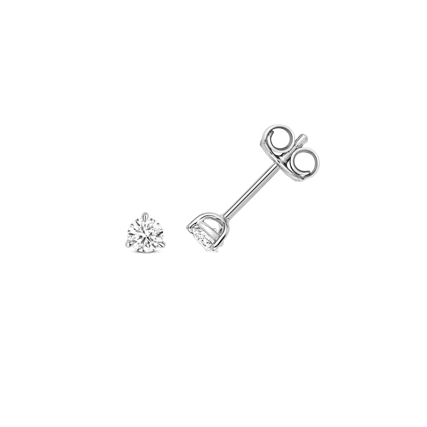 Jenner 3 Claw Earring Studs 18k White Gold - 0.25ct Diamonds