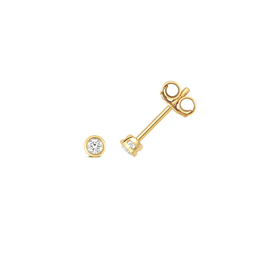 Kylie Diamond Rubover Earring Studs 18ct Yellow Gold - 0.10ct