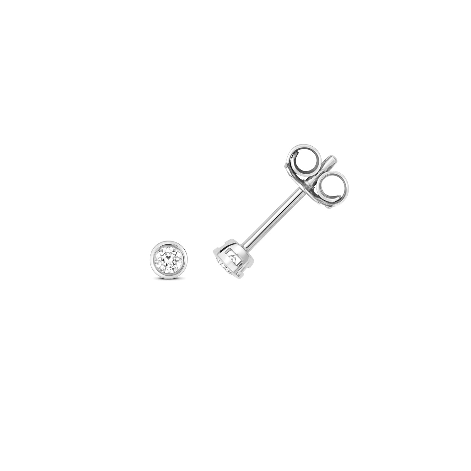 Kylie Diamond Rubover Earring Studs 18k White Gold - 0.10ct