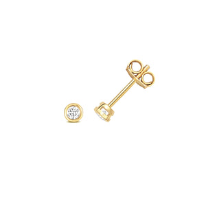 Kylie Diamond Rubover Earring Studs 18ct Yellow Gold - 0.15ct