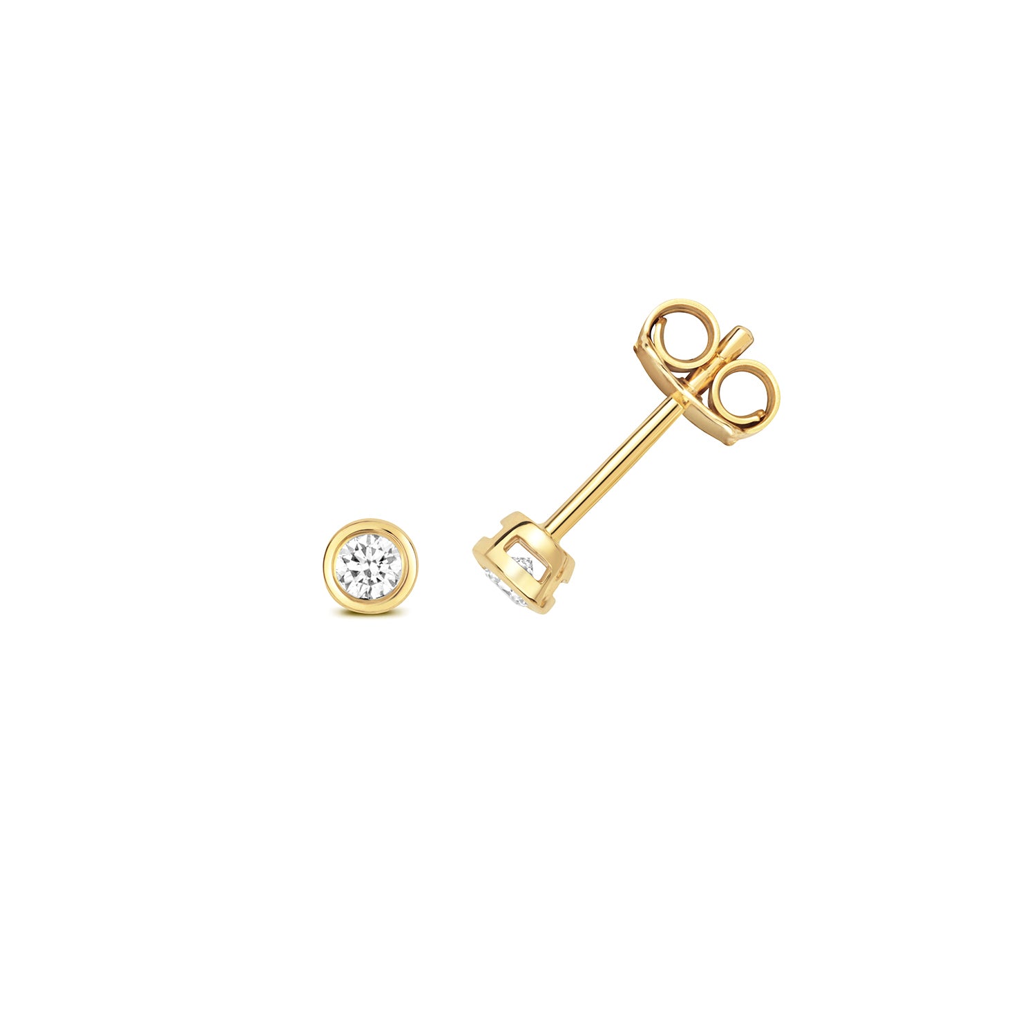 Kylie Diamond Rubover Earring Studs 18k Yellow Gold - 0.15ct
