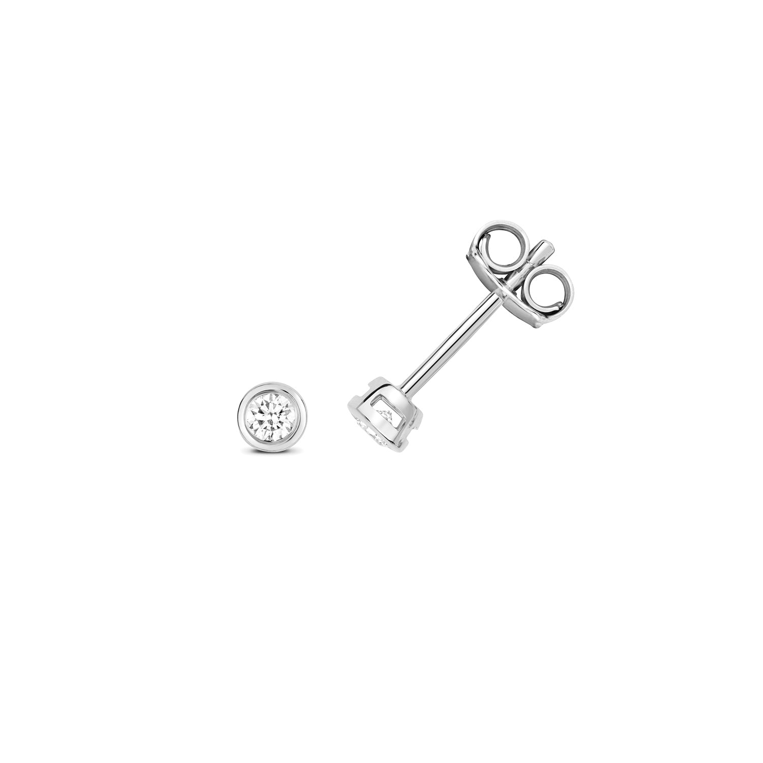 Kylie Diamond Rubover Earring Studs 18k White Gold - 0.15ct