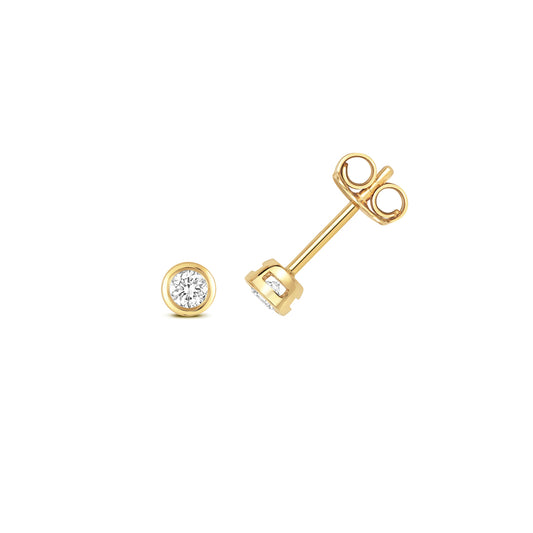 Kylie Diamond Rubover Earring Studs 18ct Yellow Gold - 0.20ct