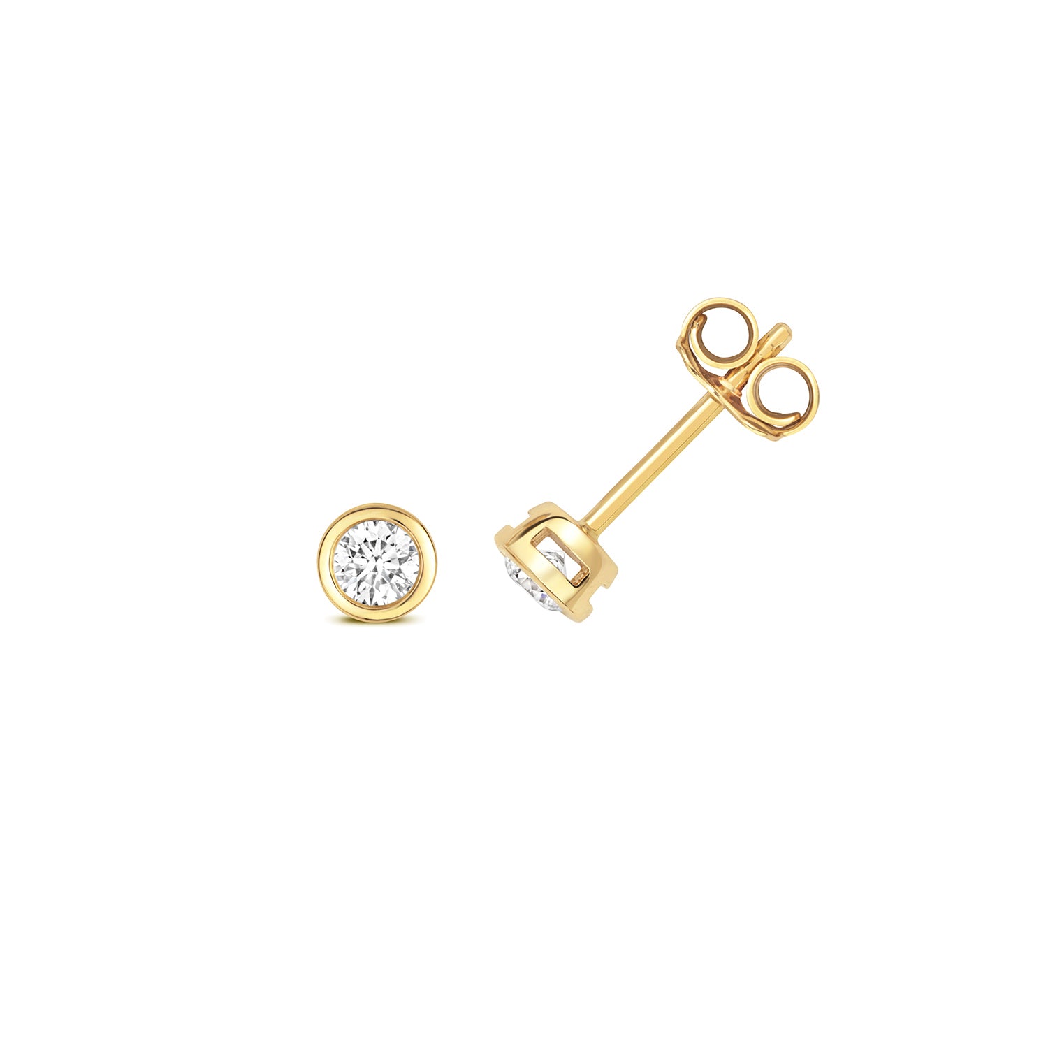 Kylie Diamond Rubover Earring Studs 18k Yellow Gold - 0.25ct