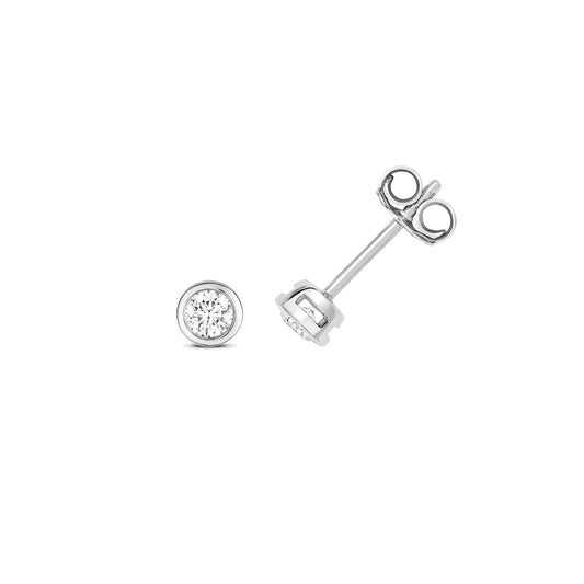 Kylie Diamond Rubover Earring Studs 18ct White Gold - 0.25ct