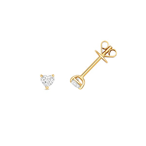 Naomi Diamond Heart Shape Stud Earrings - 18k Yellow Gold