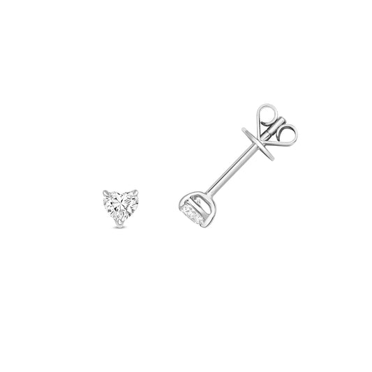 Naomi Diamond Heart Shape Stud Earrings - 18k White Gold