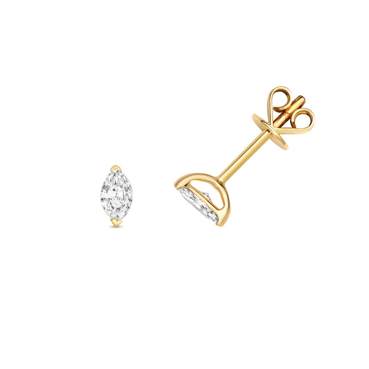 Naomi Diamond Marquise Cut Stud Earrings - 18k Yellow Gold