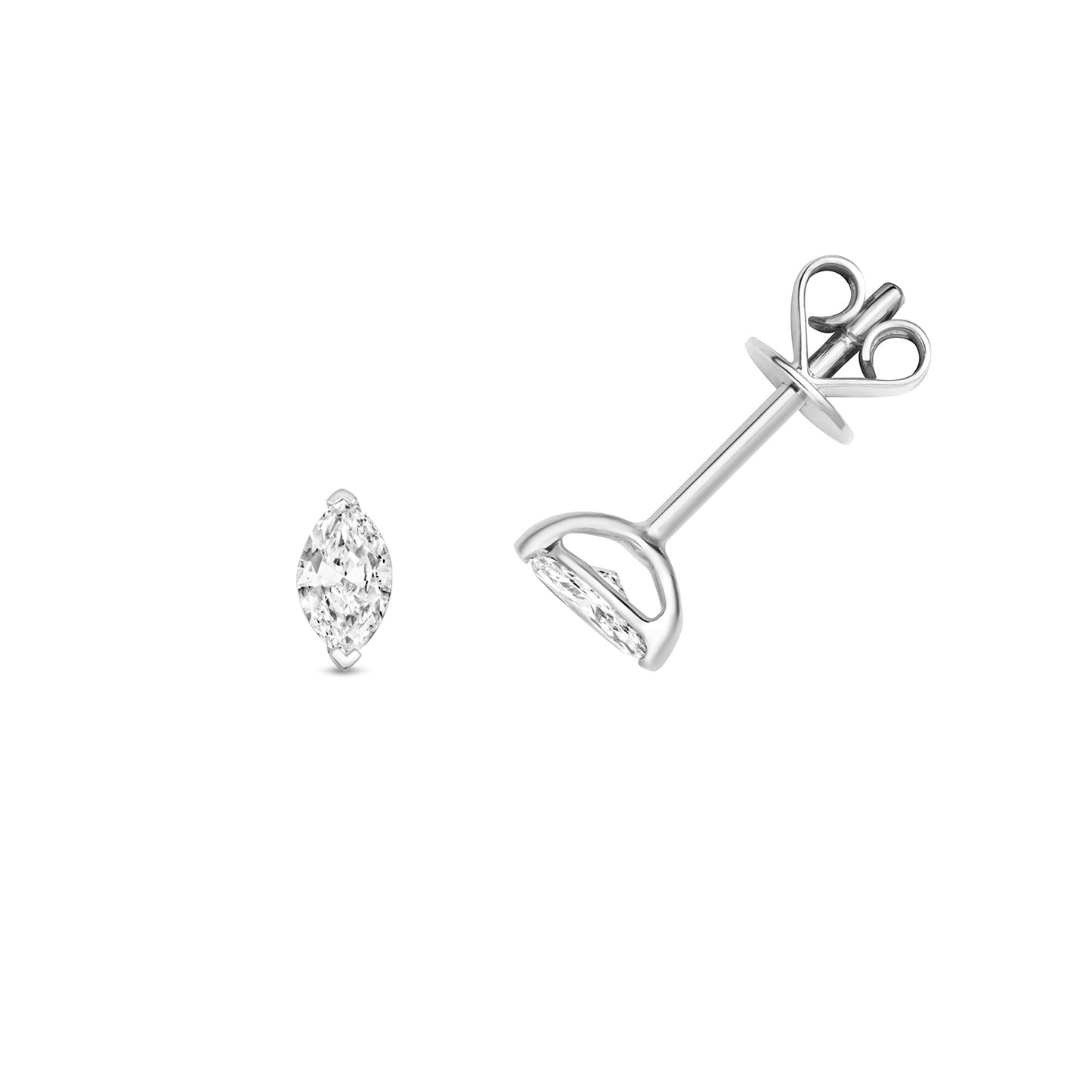 Naomi Diamond Marquise Cut Stud Earrings - 18k White Gold