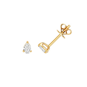 Naomi Diamond Pear Shape Stud Earrings - 18k Yellow Gold