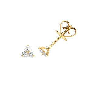 Lloyds Three Stone Diamond Stud Earrings - 18k Yellow Gold