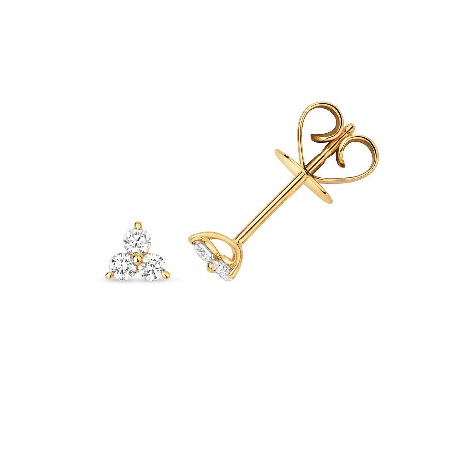 Lloyds Three Stone Diamond Stud Earrings - 18k Yellow Gold