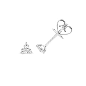 Lloyds Three Stone Diamond Stud Earrings - 18k White Gold