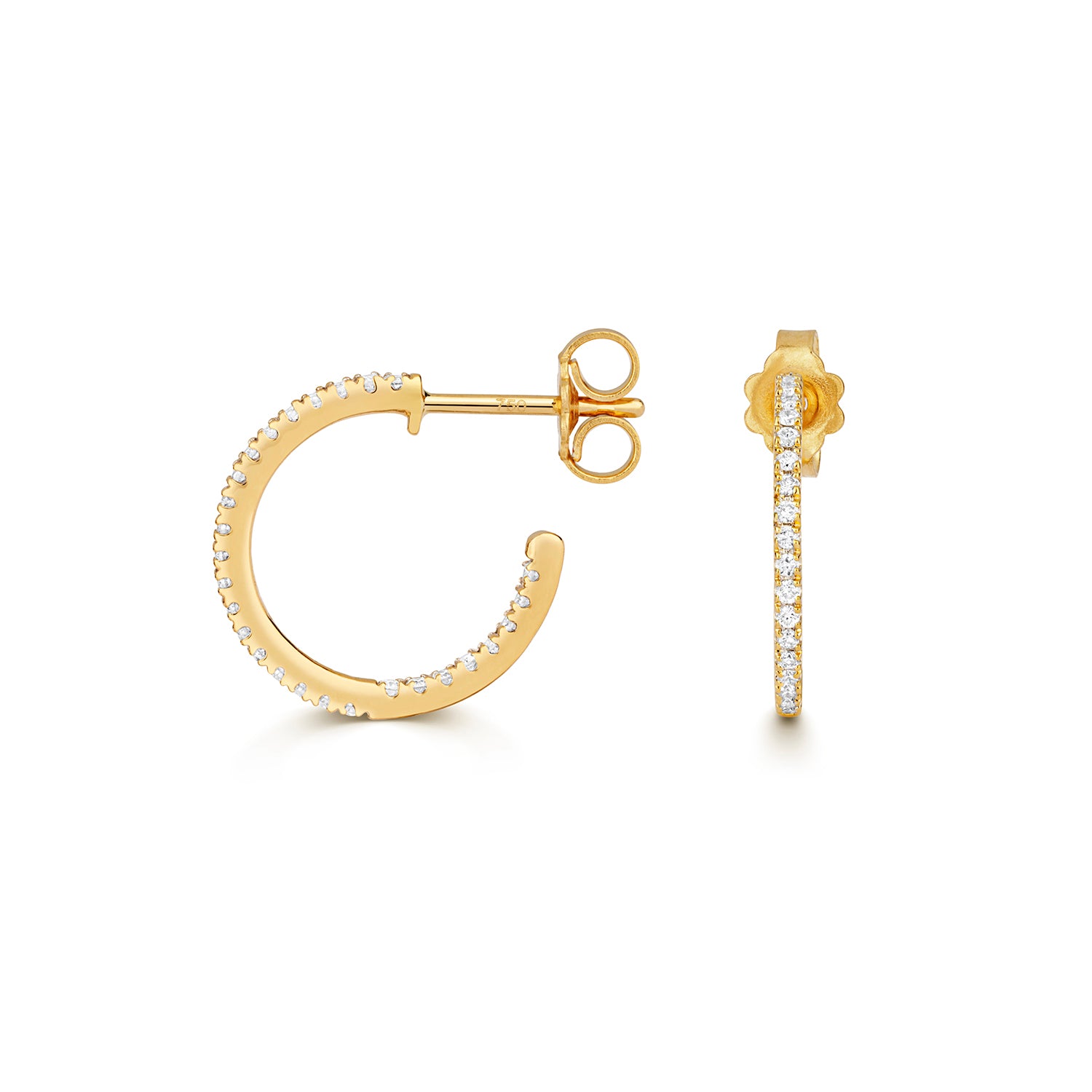 Stella Diamond Hoop Earrings - 18k Yellow Gold
